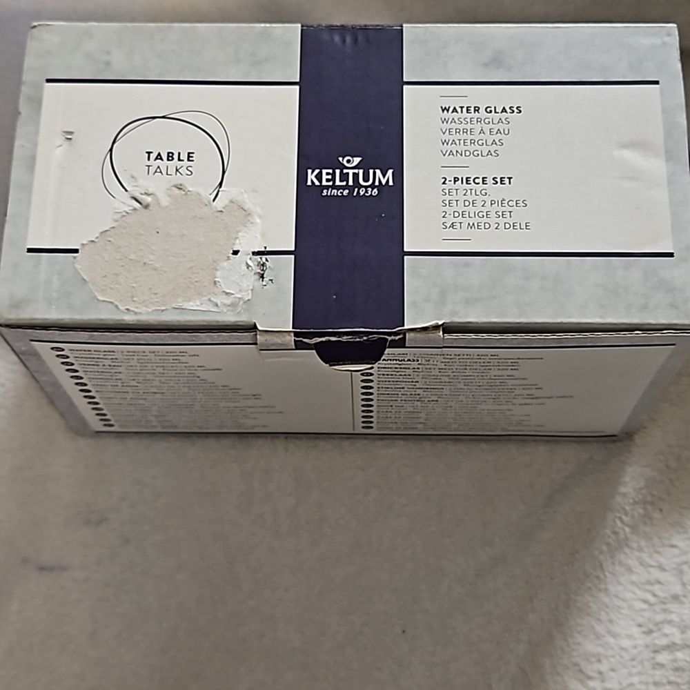 Keltum Table Talks Water Crystalline Glass 2-Piece Set Lead Free Dishwasher Safe - Picture 3 of 15
